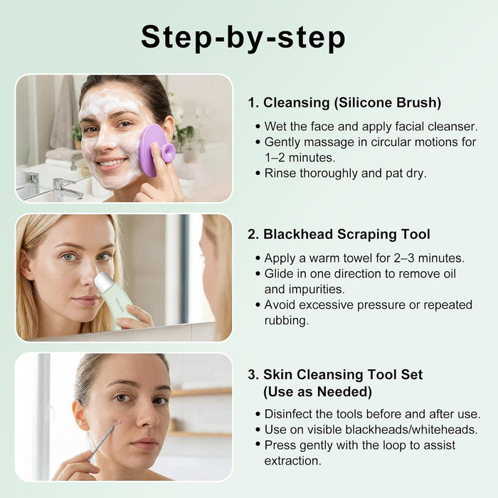 Blackhead Remover Tools for Face, Black Head Remover for Nose, 304 Stainless Steel Pore Extractor Spatula for Deep Pore 