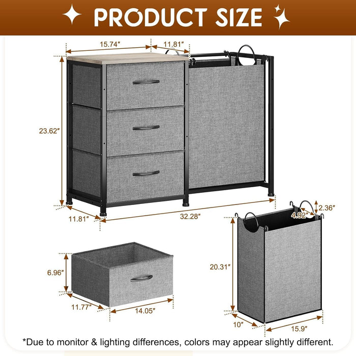 2-in-1 Closet Organizers and Storage, 3 Drawer for Closet, Grey