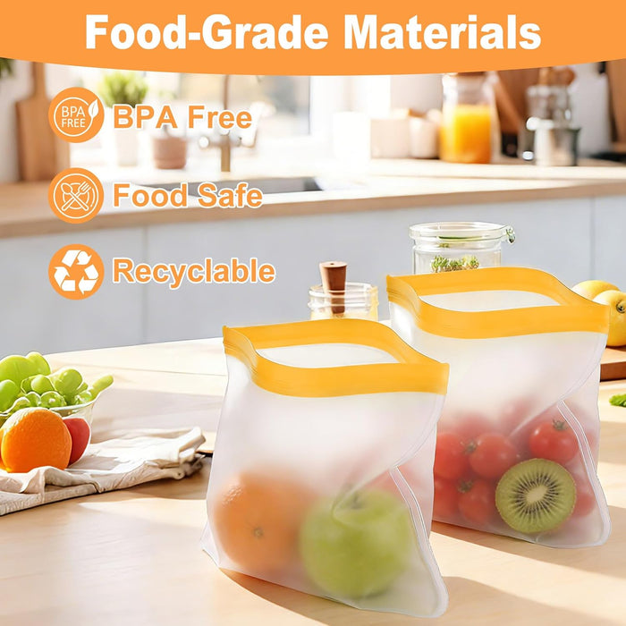 10 Pack Reusable Gallon Freezer Bags Dishwasher Safe, Extra Thick Reusable Plastic Bags BPA Free, Leak Proof Food Storage Bags with 3 Sizes for Meat, Travel - 2 Gallon 4 Sandwich 4 Snack