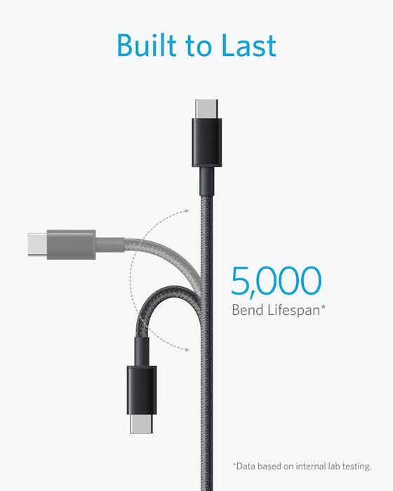 USB C to USB C Cable, 60W Fast Charging Cable (2-Pack, 6 ft, Black)