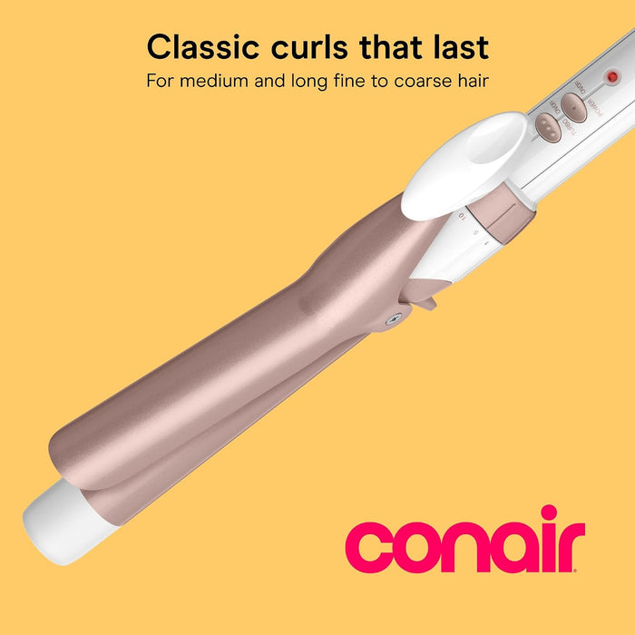 Curling Iron, Double Ceramic, 1" Barrel, White/Rose Gold