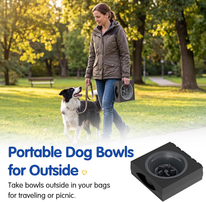Elevated Dog Bowls Large Breed Raised Dogs Bowl Stand Large/Medium Sized Dog Slow Feeder Dogs Bowls Food Water Stands 5 Heights Adjustable 9/11/12/14in Pet Feeder Dish Station