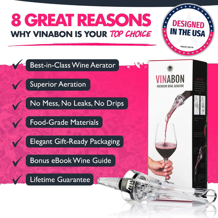 Wine Aerator Pourer Spout – Updated 2026 Professional Wine Aerator for Superior Flavor, Enhanced Bouquet & Rich, Smooth 