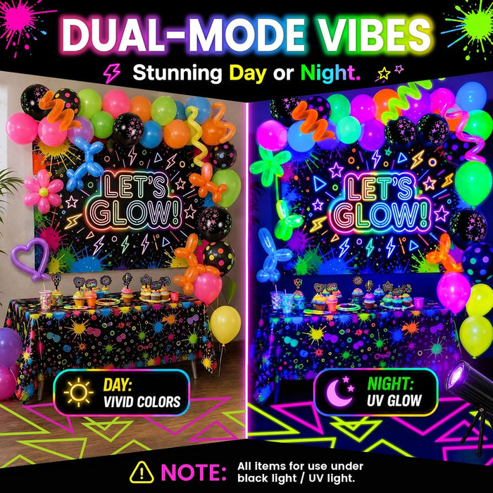 192PCS Glow in The Dark Party Decorations Kit with 113 Balloons