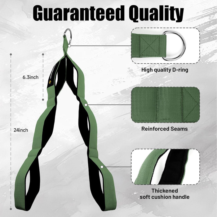 MANUEKLEAR 24-Inch 3-Grip Tricep Rope Cable Attachment for Gym Greater ROM