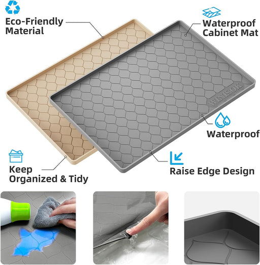 Waterproof Under Sink Mat 34" x 22", Silicone Mat, Dark Gray