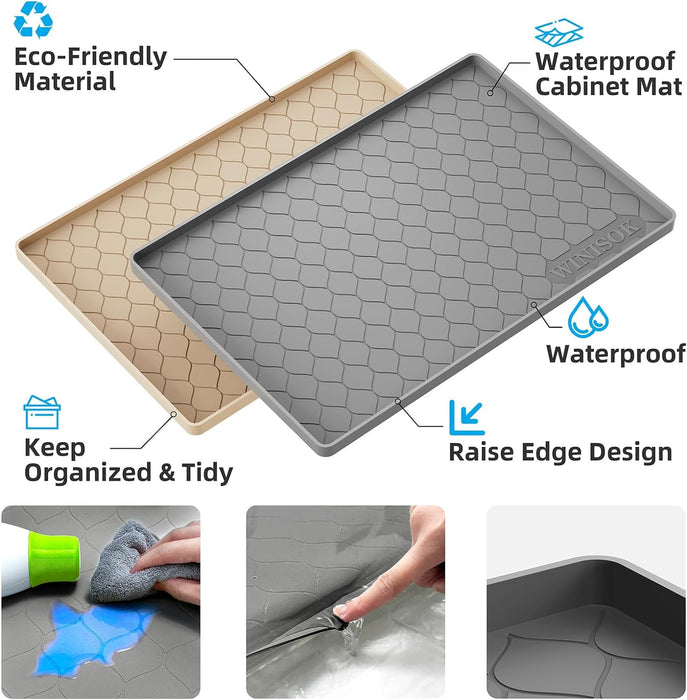 Waterproof Under Sink Mat 34" x 22", Silicone Mat, Dark Gray