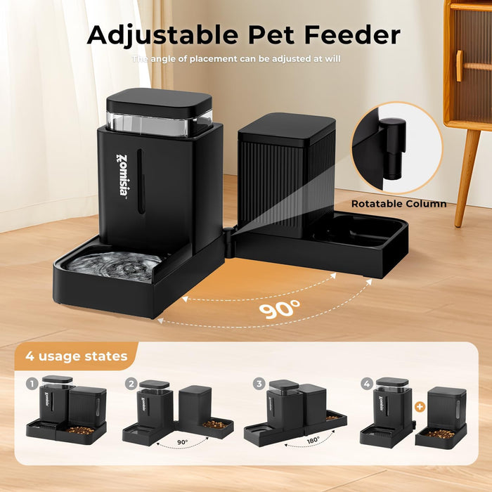 Automatic Cat Feeder, Gravity Cat Food Dispenser, 0.8Gal x 2, Black