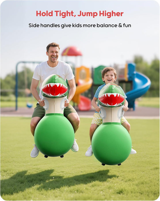 Inflatable Dinosaur Bouncy Hopper Toy, 2 Pack with Hand Pump