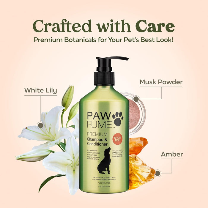 PAWFUME Deshedding Dog Shampoo and Conditioner, Show Dog, 1-Pack