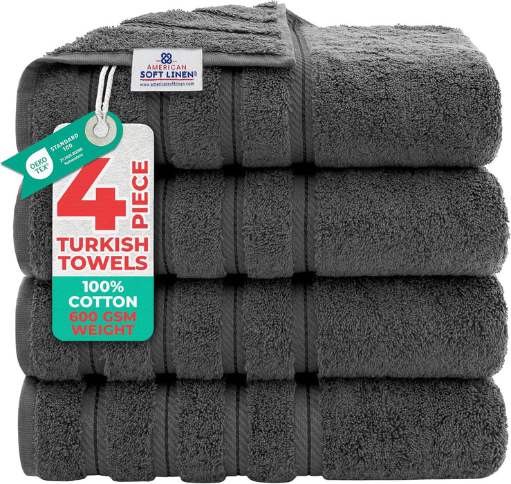 100% Cotton Luxury Turkish Towels, 4 PC Bath Towel Set