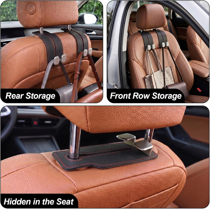 Suede Car Headrest Hooks Universal Heavy Duty Back Seat Hanger(Black)