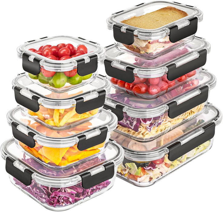 8 Pack Glass Food Storage Containers with Lids, Meal Prep Containers, Airtight Bento Boxes with Leak Proof Locking for M