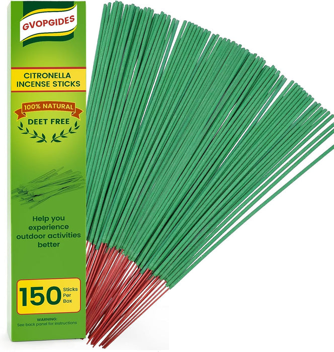Citronella Incense Sticks 150 Sticks/Made with Natural Plant Based Ingredients/Citronella Oil/Lemongrass Oil/Rosemary Oil/150 Pcs