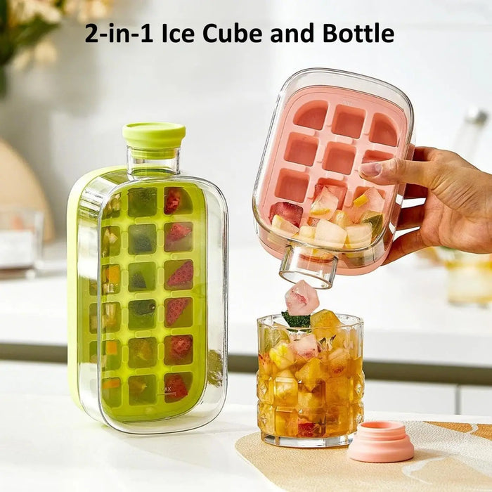 Touch-Free Ice Cube Bottle with Storage Bin