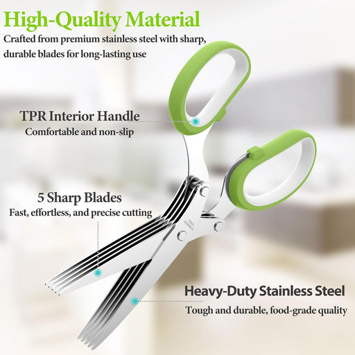 2026 Upgraded Herb Scissors, 5-Blade Kitchen Herb Shears
