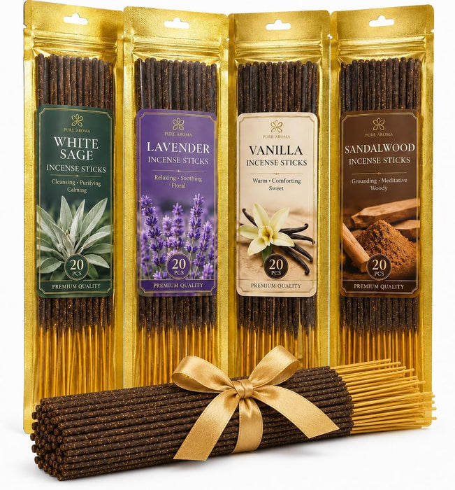 Natural Incense Sticks - 80 White Sage Sandalwood Lavender Vanilla