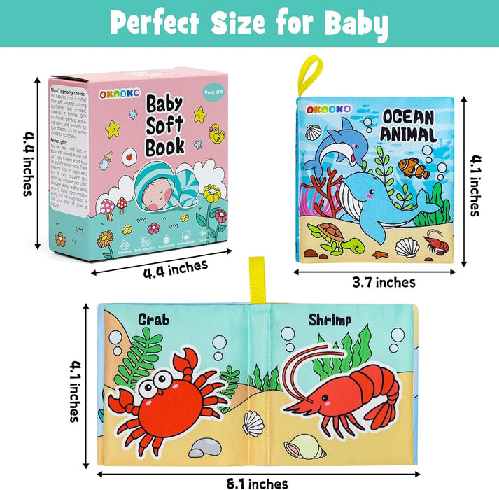 6 Pack Soft Baby Book, Bath Toy, Soft Cloth Book, Crinkle Book
