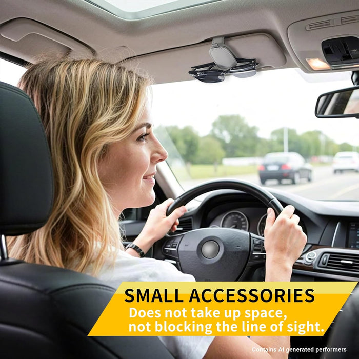 Magnetic Leather Sunglasses Holder for Car, 2 Packs (Silver Grey)
