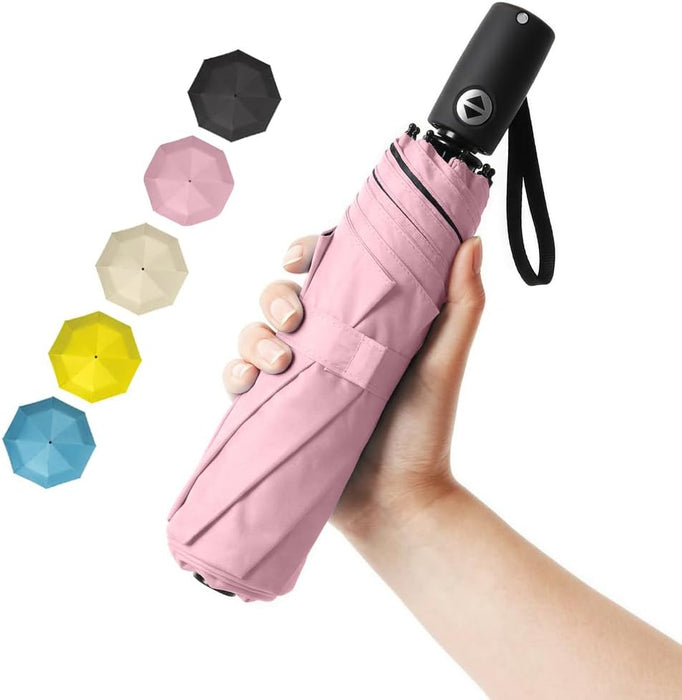 Compact Travel Umbrella Small Windproof Auto Open Close for UV Sun Protection UPF 50+ and Rain Fits Backpack Purse & Sui