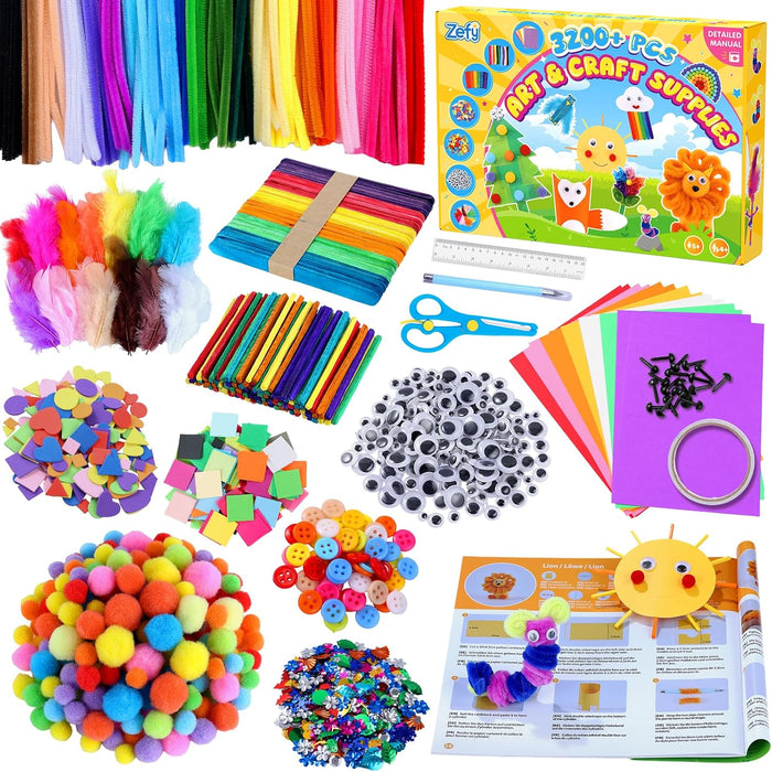 3200+ Pcs Arts and Crafts Supplies for Kids, All in One Craft Kits