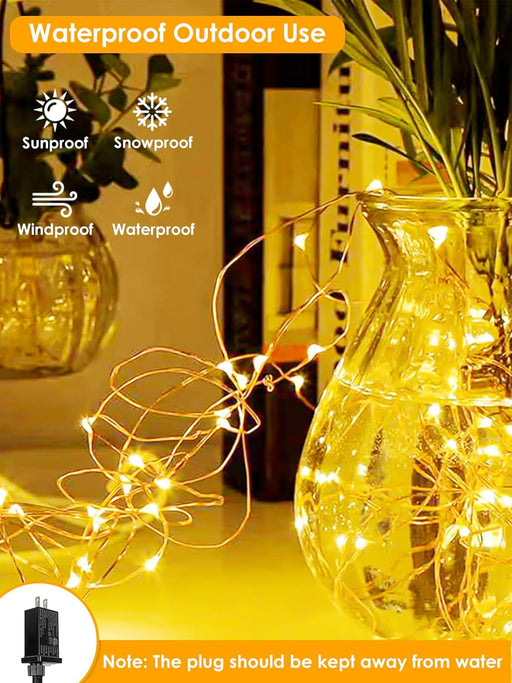 66FT 200 LED Fairy Lights Plug in, 8 Modes Twinkle Lights Warm White