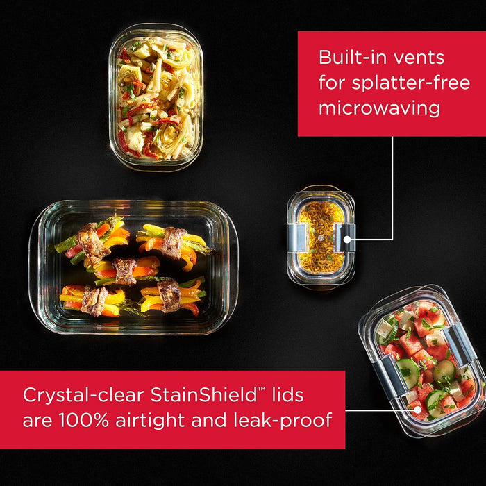 Brilliance Glass Storage 4.7-Cup Food Containers with Lids Set of 3 Clear