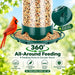 Metal Bird Feeders for Outdoors Hanging, 360° Feeding Tray, Green