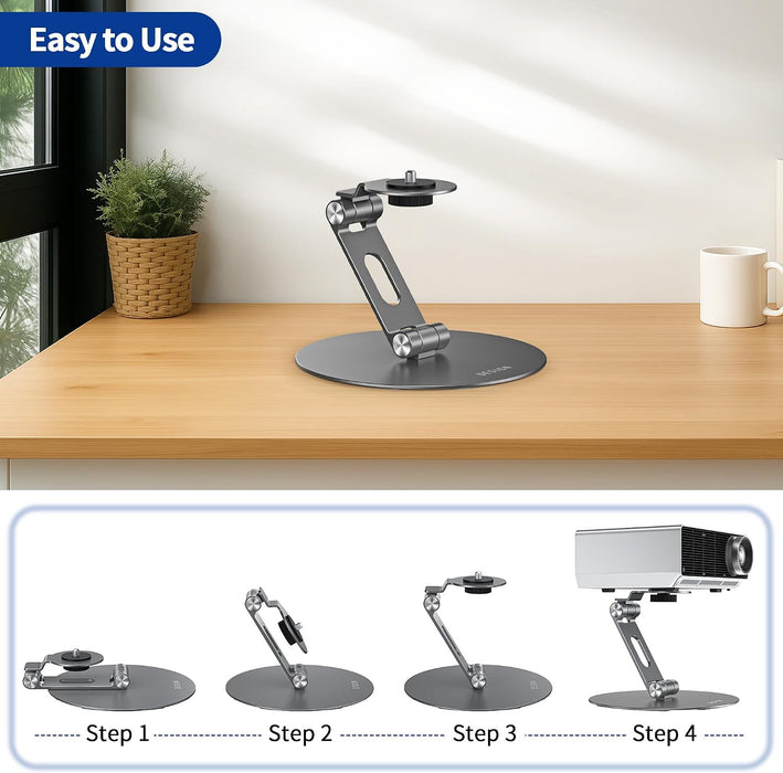 PS01 Projector Foldable Mount Stand, Angle Adjustable Projector Stand with 1/4 inch Mounting Screw