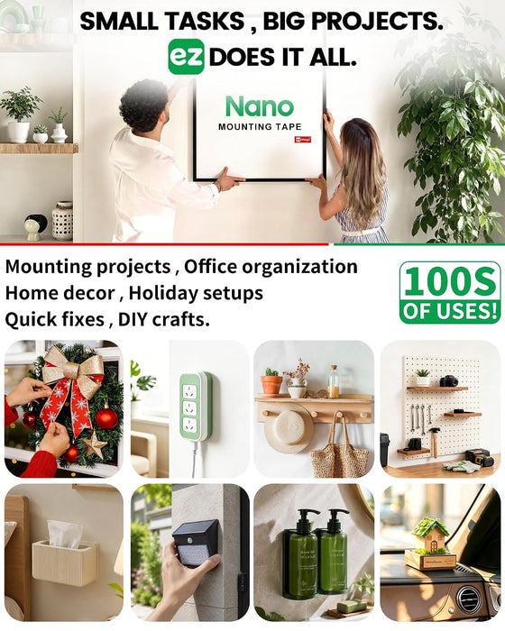 Heavy Duty Invisible Bond Nano Double Sided Mounting Tape, 16.5FT