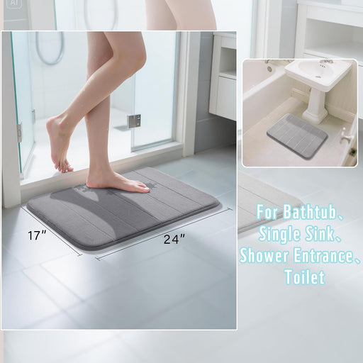 Memory Foam Bath Mat, Super Soft & Absorbent Bathroom Rug, Grey