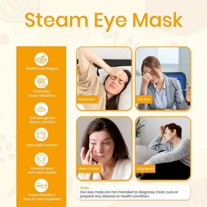 Heated Steam Eye Mask, Disposable 120 Minutes, Chamomile Scent 5 Pcs