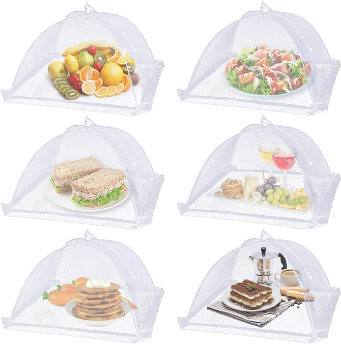 Large Food Cover,6 Pack Mesh Food Tent,17"x17",White Nylon Covers,Pop-Up Umbrella Screen Tents,Patio Net for Outdoor Cam