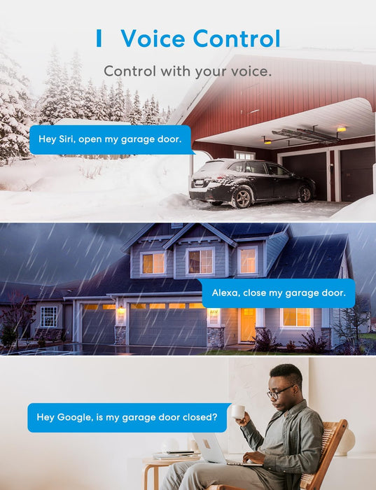 Smart Garage Door Opener Remote Work with HomeKit, Alexa and Google