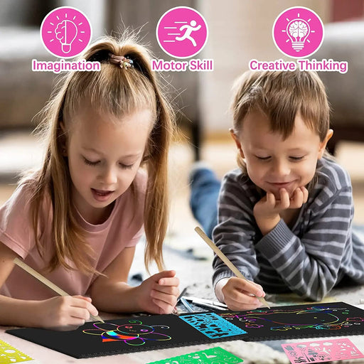 2-Pack Scratch Paper Art Set: Notebooks Arts Supplies and Crafts for Kids