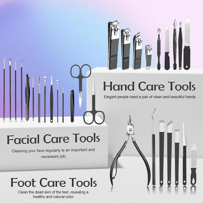 30Pcs Professional Manicure kit, Stainless Steel Nail Clipper set