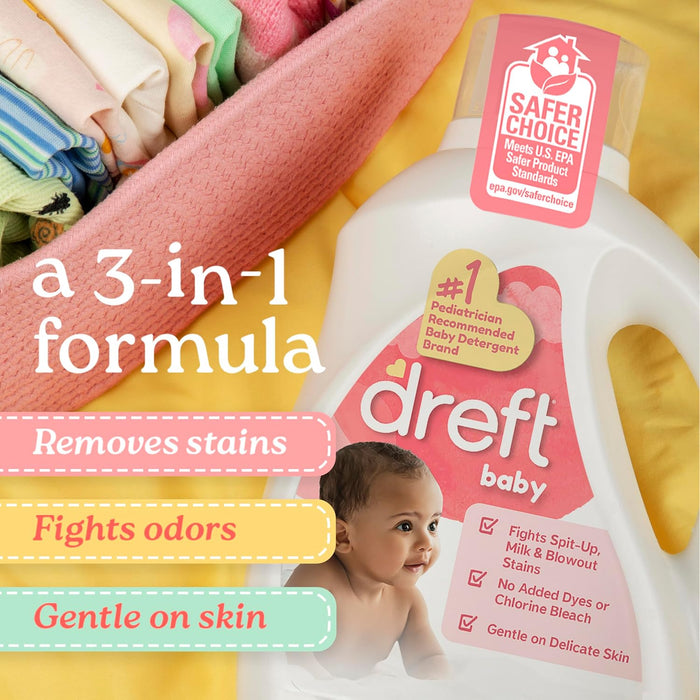 Baby Liquid Laundry Detergent, Gentle on Sensitive Skin Laundry Soap, 42 fl oz, 32 Loads, Pack of 2 (Packaging May Vary)