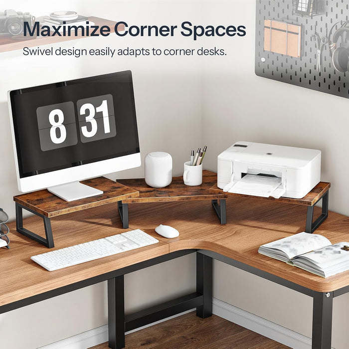 Dual Monitor Stand Riser, Computer Monitor Stand for PC,Rustic Brown
