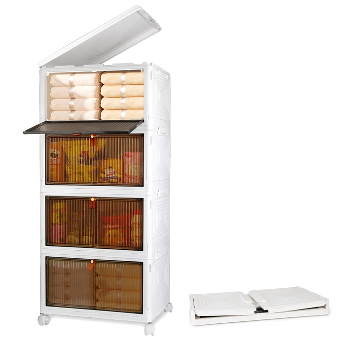 4-Piece Rolling Foldable Storage Bin Set