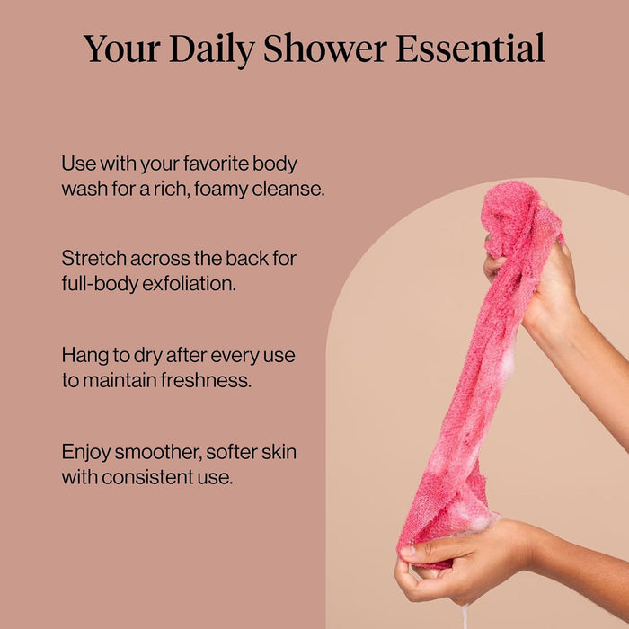 African Net Sponge – Exfoliating Body Scrubber – Berry Pink, 3 Pcs
