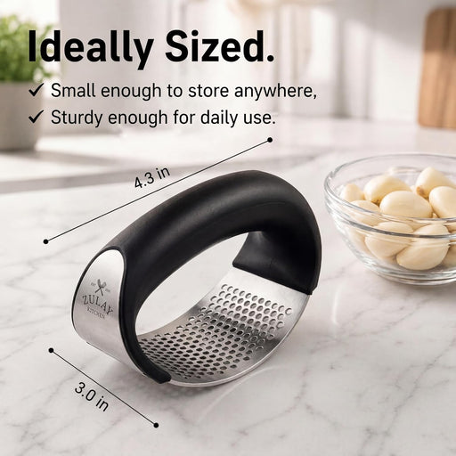 Stainless Steel Garlic Press Rocker Set - Premium Garlic Mincer Garlic Crusher - New Innovative Garlic Crusher with Peel