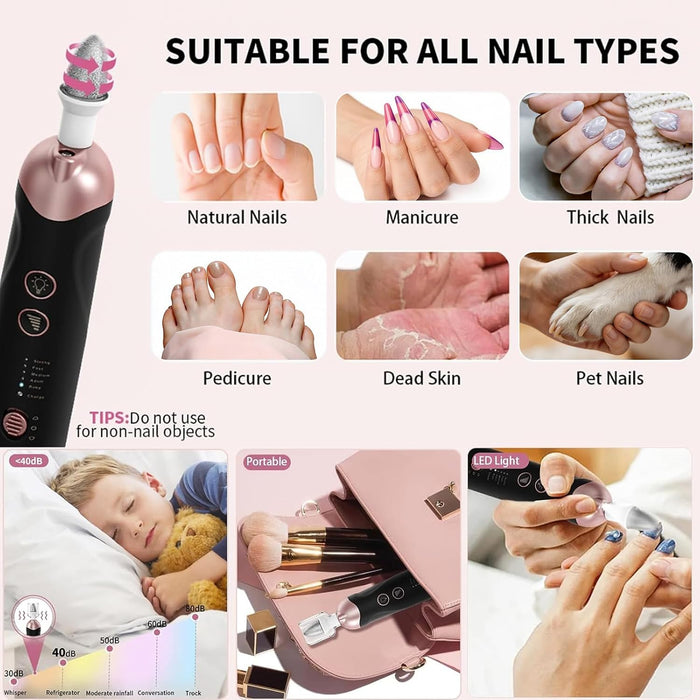 Electric Nail File Toe Nail Grinder for Thick Toenails Manicure Kit