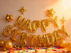 Gold Happy Birthday Balloons Banner Sign Mylar letter Party Decoration