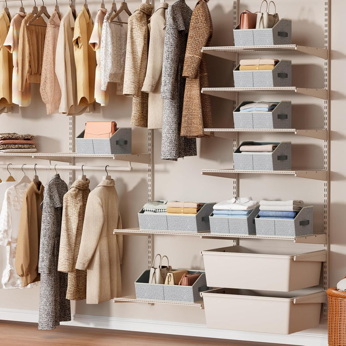 Closet Organizers Bins 6 Packs - Large Closet Shelf Organizer with Handles, Fabric Trapezoid Storage Bins, Collapsible S