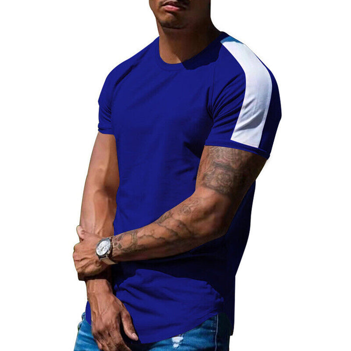Mens Casual round Curved Hem T-Shirt Men Sport Fashion Short Sleeve T Shirts