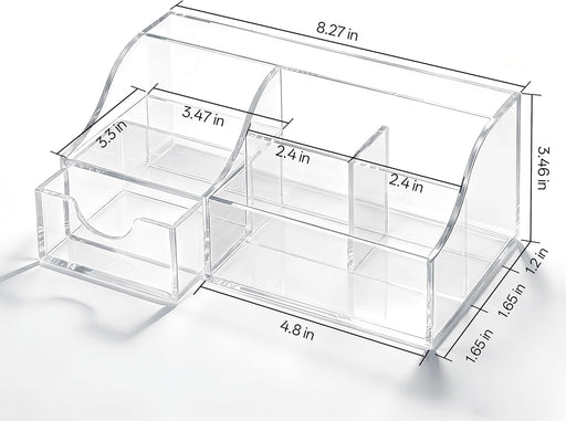Makeup Organizer with Drawer – Cosmetic Storage for Vanity, Bathroom Countertop & Dresser, Skincare Organizer with Brush