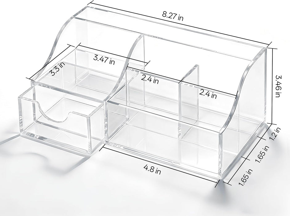 Makeup Organizer with Drawer – Cosmetic Storage for Vanity, Bathroom Countertop & Dresser, Skincare Organizer with Brush