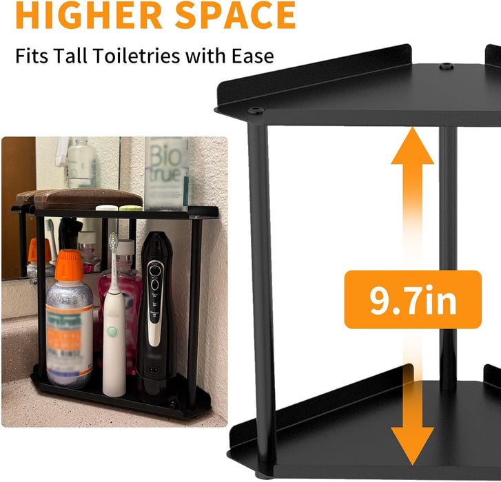 2 Tier Bathroom Counter Organizer, Vanity Organizer Corner Shelf
