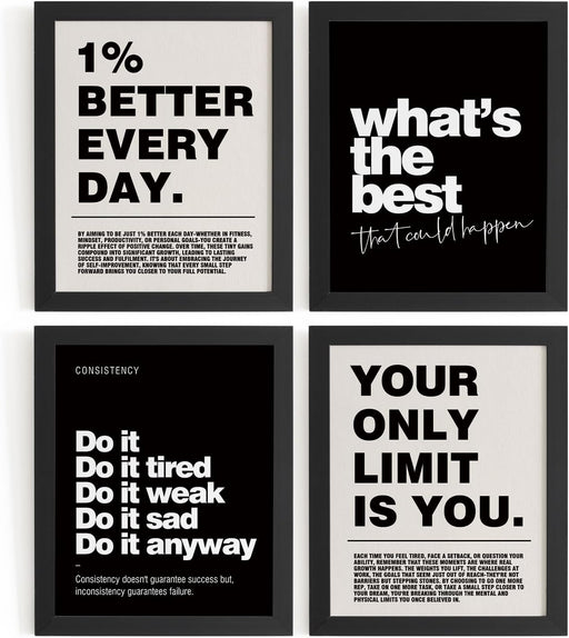 Motivational Inspirational Office Wall Art Decor Prints Set of 4