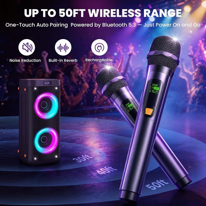 Party Speaker Bluetooth Wireless, Portable Karaoke Speaker with Microphone